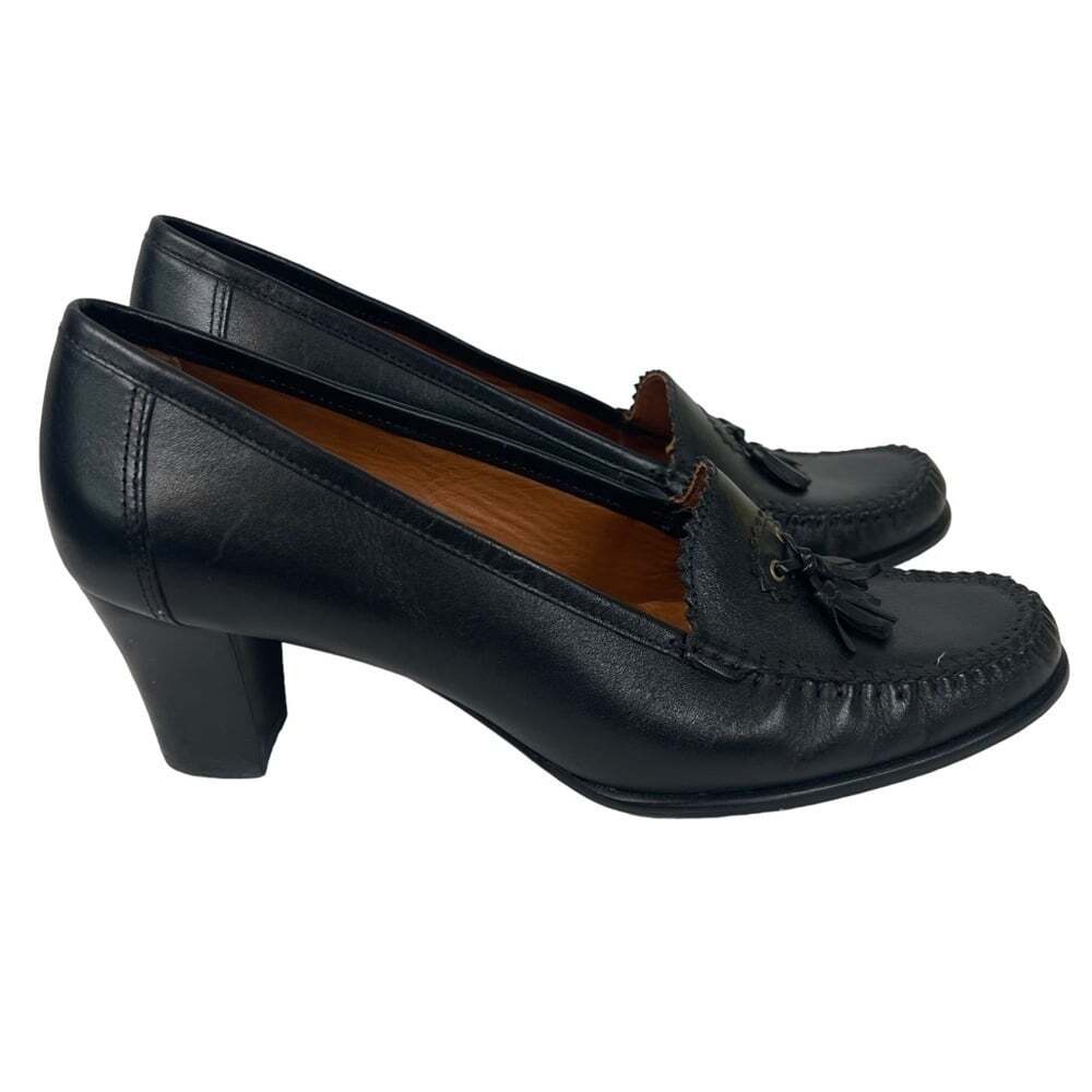 Daniel Hecter Women's Black Heeled Leather Round Toed Business Pump Shoes Sz 10